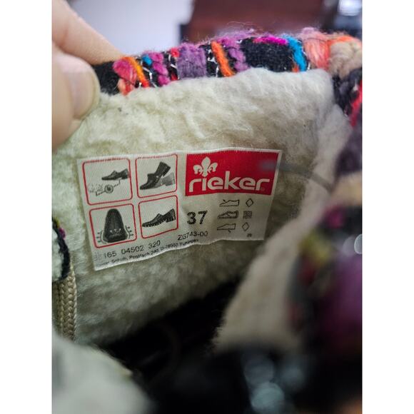 Rieker Felicitas Wool Lined Black Ankle Boots Side Zip 6.5 /37  EUC - Picture 7 of 10